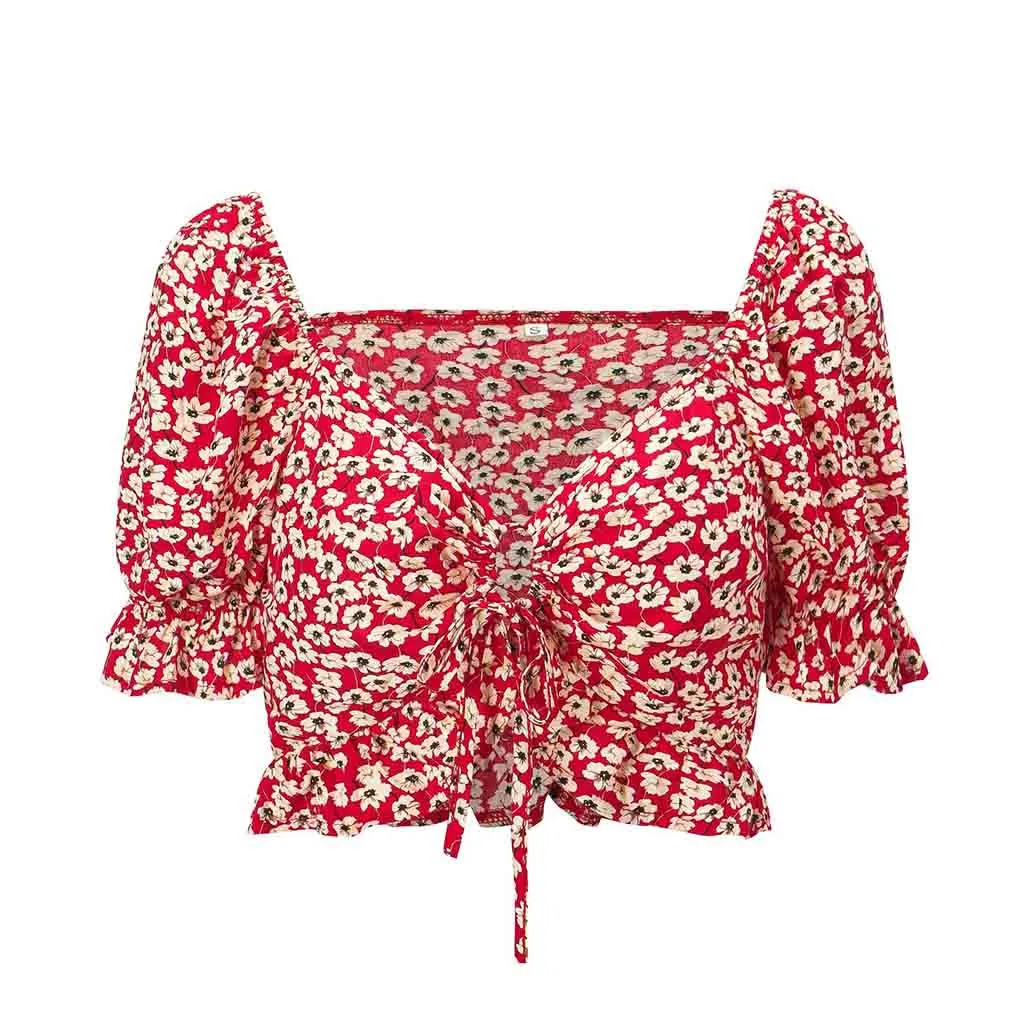 Женский укороченный топ с цветочным принтом летняя пикантная одежда для женщин