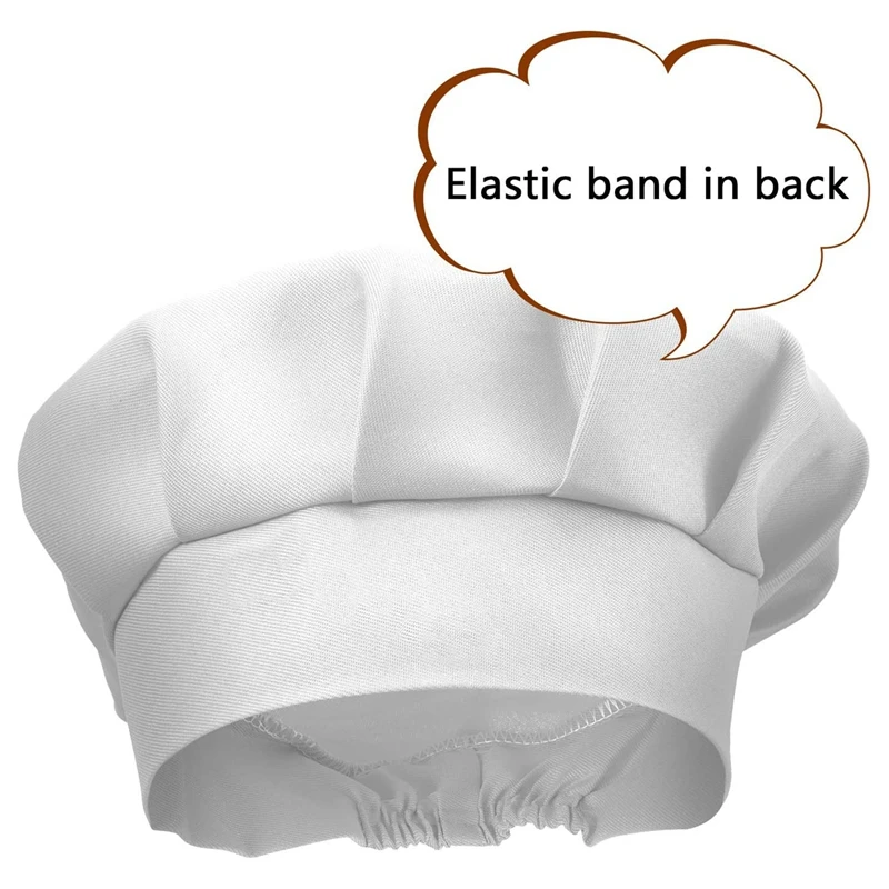 

12-Piece Apron and Chef Hat Set, Adjustable Children's Apron with Pockets (White, Suitable for 2-6 Year Old S)