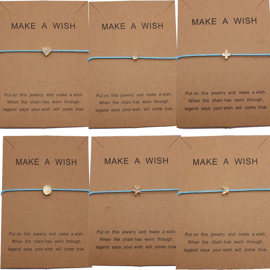 Браслеты Make A Wish тканый браслет с короной пятизвездочным крестом бабочкой