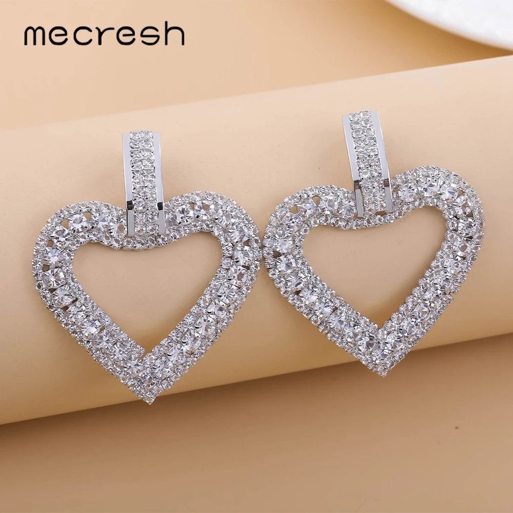 Mecresh милые свадебные висячие серьги в форме сердца золотого цвета стразы женские