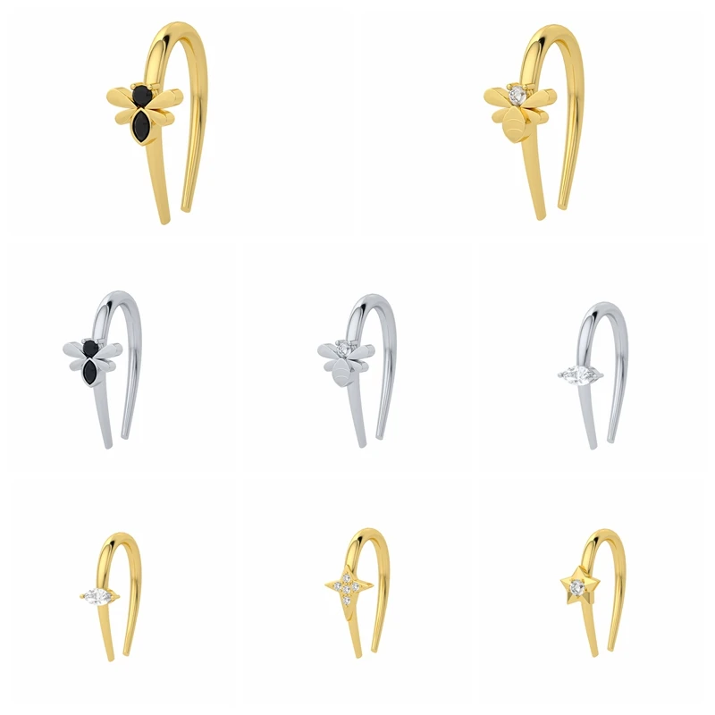 

CANNER S925 Silver Clip Earrings For Women Ear Cuffs For Unpierced Cartilage Ears Buckle Ear Clip Pendientes Plata 925 kolczyki