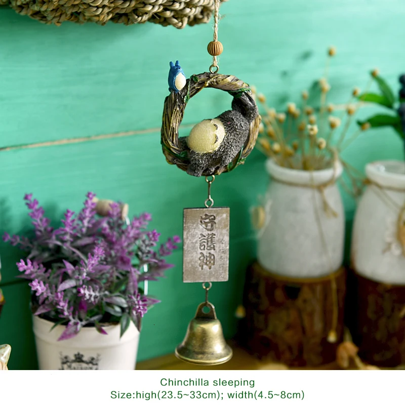 DIY Totoro wind chime, детское украшение для дома, милая Девичья комната, украшение для дома, колокольчик, подвеска, подарок на день рождения, смола, животный колокольчик s