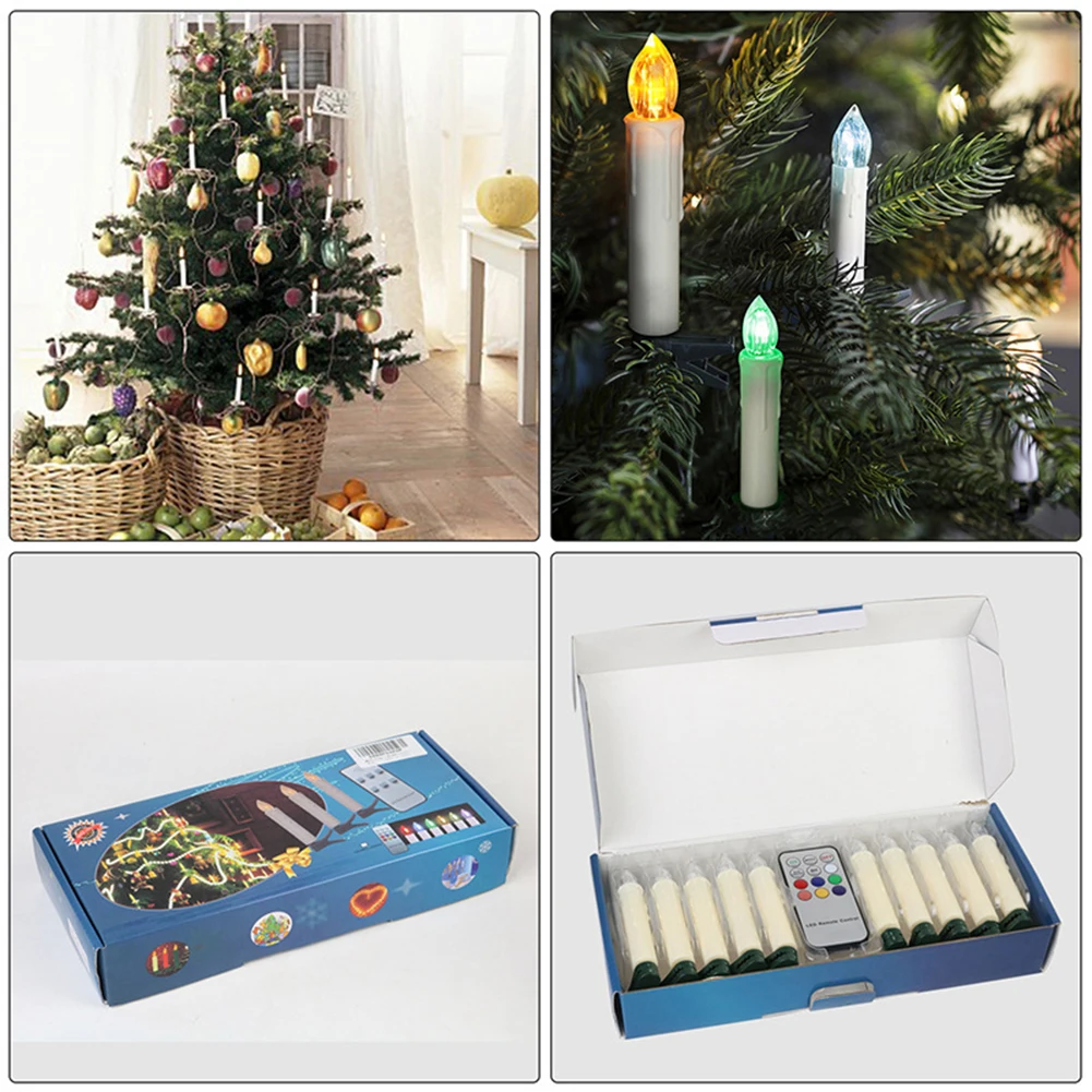 

10pcs Colorful Tealight Candle Electronic Flameless Remote Control Lamps Christma LED Light Tealight Candle Home Tree Clip Decor