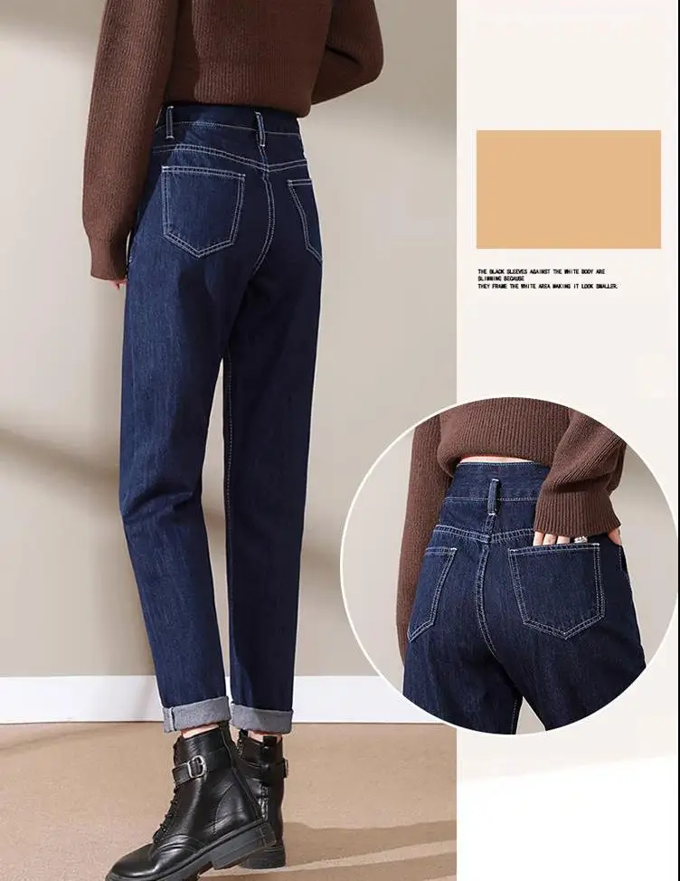 

ZHISILAO New High Waist Harem Jeans Women Solid Straight Denim Pants Spring Summer 2021 Boyfriend Mom Loose Jeans Retro