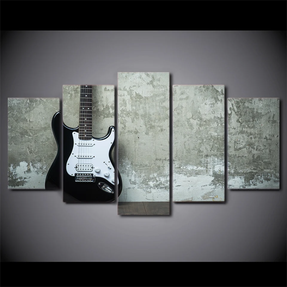

HD Print Painting Canvas Modular Pictures 5 Piece/Pcs Black White Guitar Frame Wall Art Poster Modern Home Decor Living Room