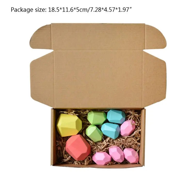 

10 Pcs Children Wooden Colored Stone Stacking Game Building Block Kids Creative Educational Toys