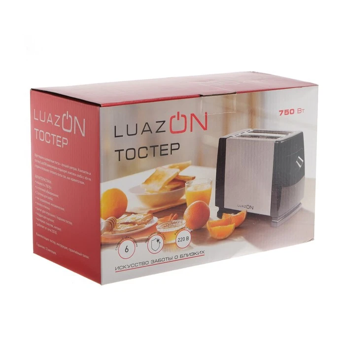 Тостер LuazON LT-04 750 Вт 6 степеней прожарки 2 слота нержавеющая сталь | Бытовая техника