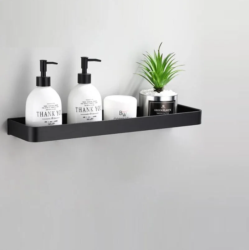 Полка для ванной комнаты полка душа алюминиевая черная угловая настенный черный