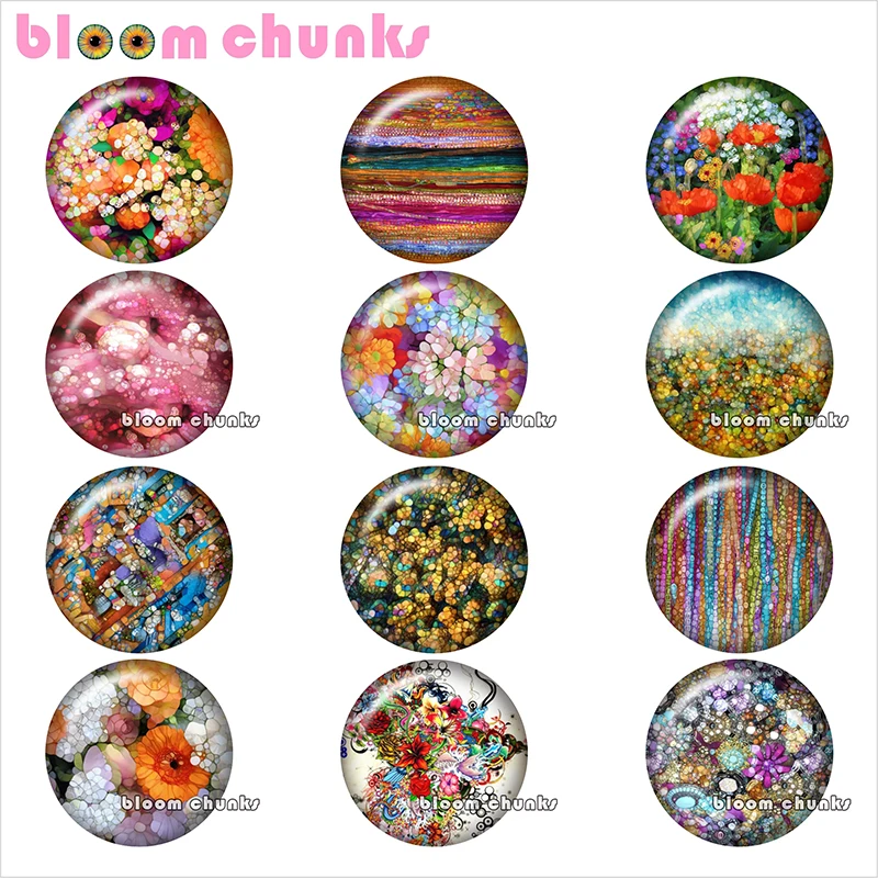

Colorful Flowers Round photo glass cabochon demo flat back Making findings 12mm/18mm/20mm/25mm A9758