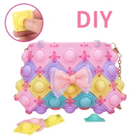 new pop girls diy bag silicone push bubble toy girls assembled diy bowknot bag stress reliever toy children fidget toys gifts