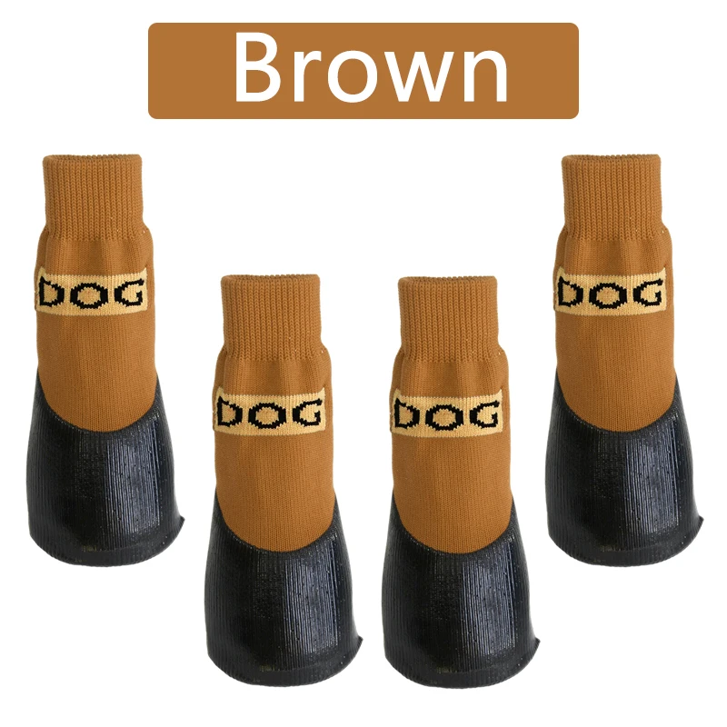 

4pcs/Set Soft Cotton Pet Dog Shoes XS/XL Rubber Waterproof Non-slip Knit Warm Breathable Rain Snow Boots Socks For Small Dogs