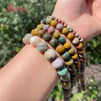 810mm natural ocean jaspers smooth round multicolor stone beads for diy necklace bracelets jewelry making 15 free shipping