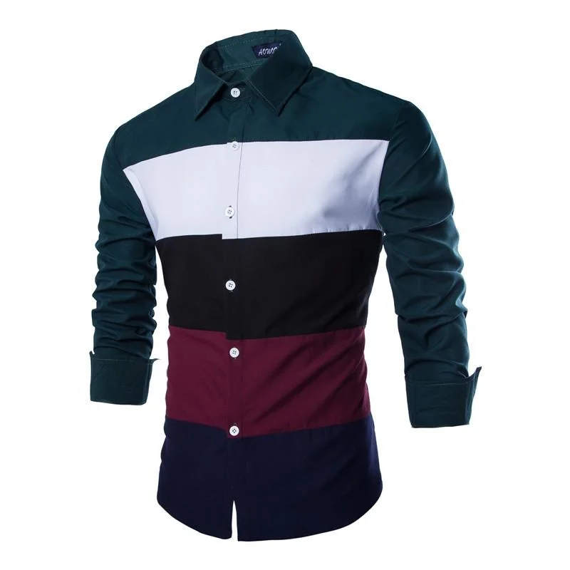

Quality High Men's Shirt Brand Fashion Slim Fit Color Plaid Long Sleeve Shirt Men's Business Casual Social Shirt Camisas Hombre