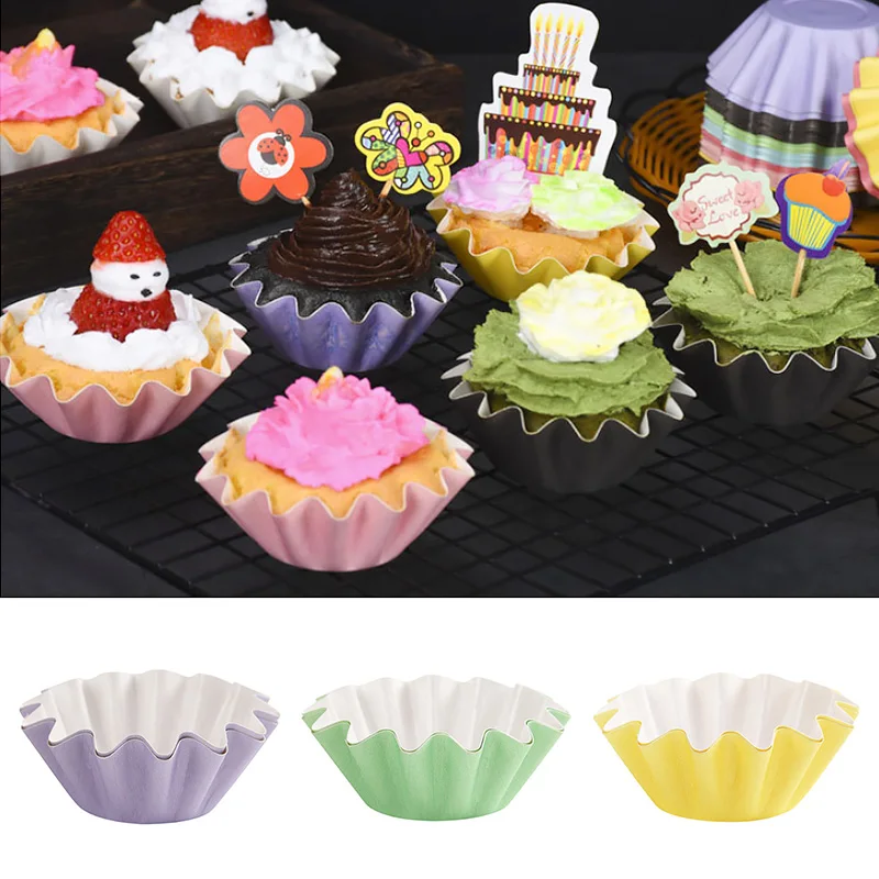 

20pcs flower-shaped cake paper cup high temperature cup bread base thickened paper cup coated chrysanthemum cup