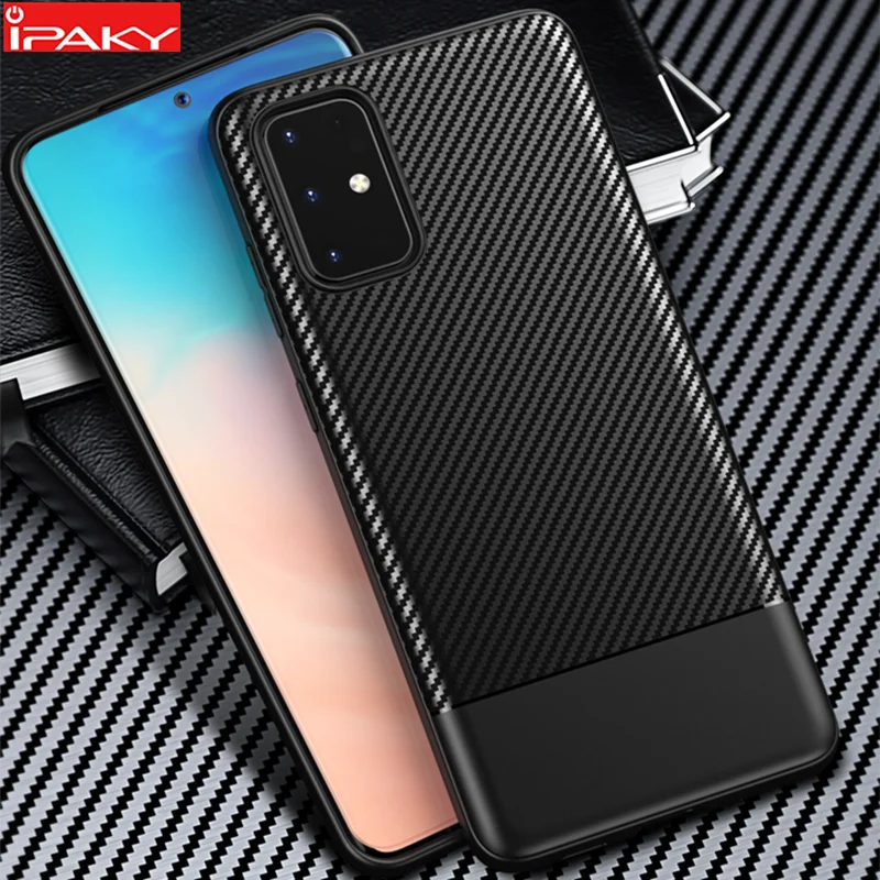 Чехол для Samsung S20 IPAKY Plus из углеродного волокна Гибридный Силиконовый защитный