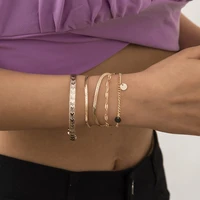 bohemian layered metal sequin tassel bangle bracelet for women summer beach cuff open charm bracelet set fashion jewelry gifts