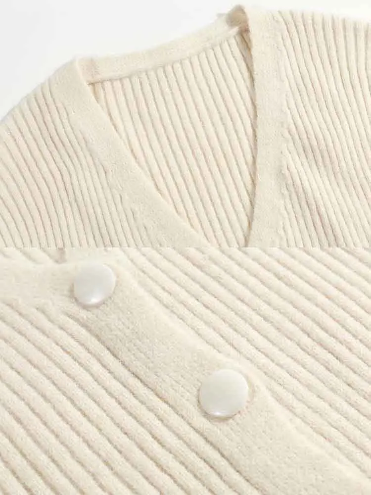 

yinlinhe V neck White Autumn Cardigans Female Long Sleeve Loose Winter Sweater Women Fashion Button Knit Jumpers Outerwear 1895