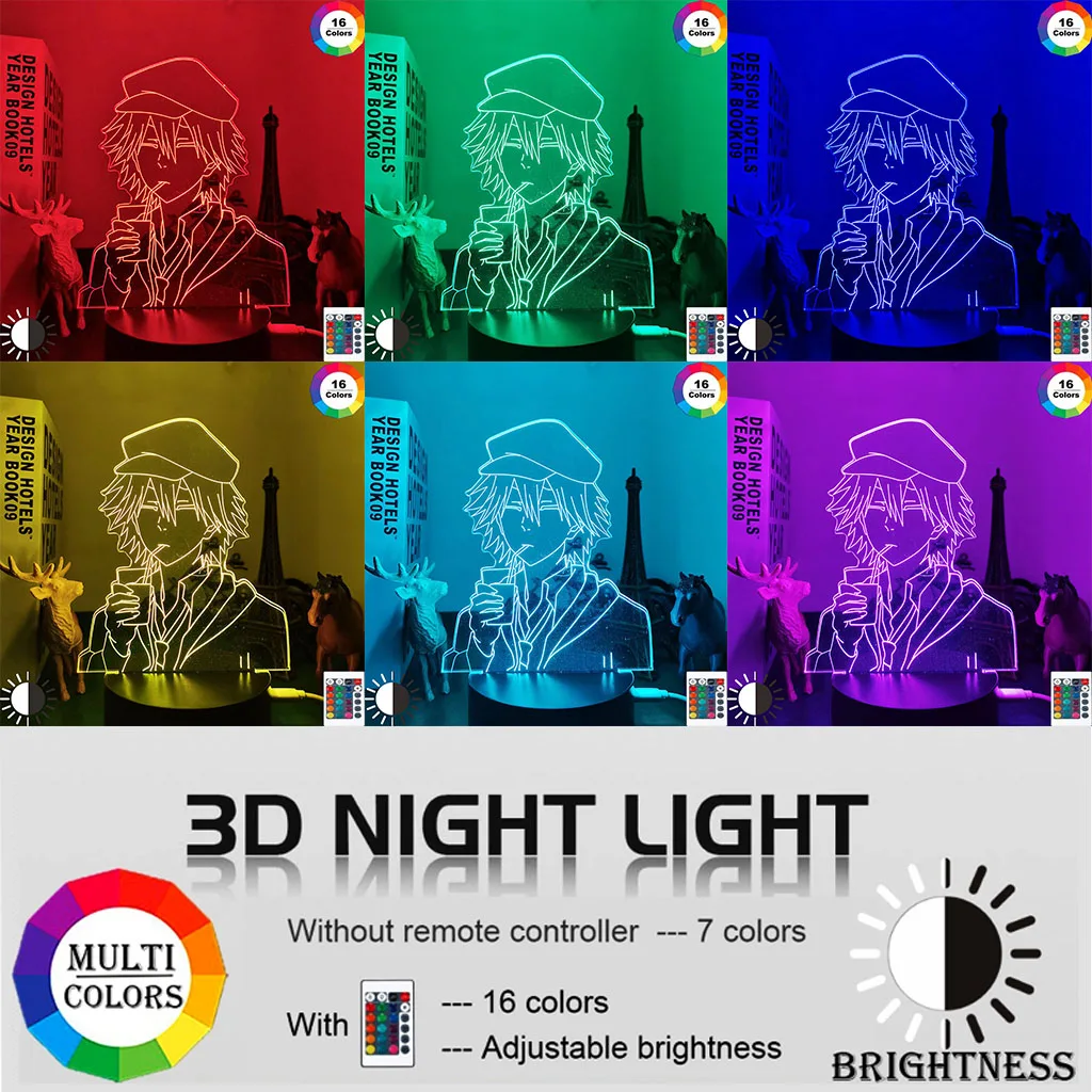 Anime Led Light Bungo Stray Dogs Ranpo for Bedroom Decoration Nightlight Birthday Gift Room Decor Table 3d Lamp | Лампы и освещение