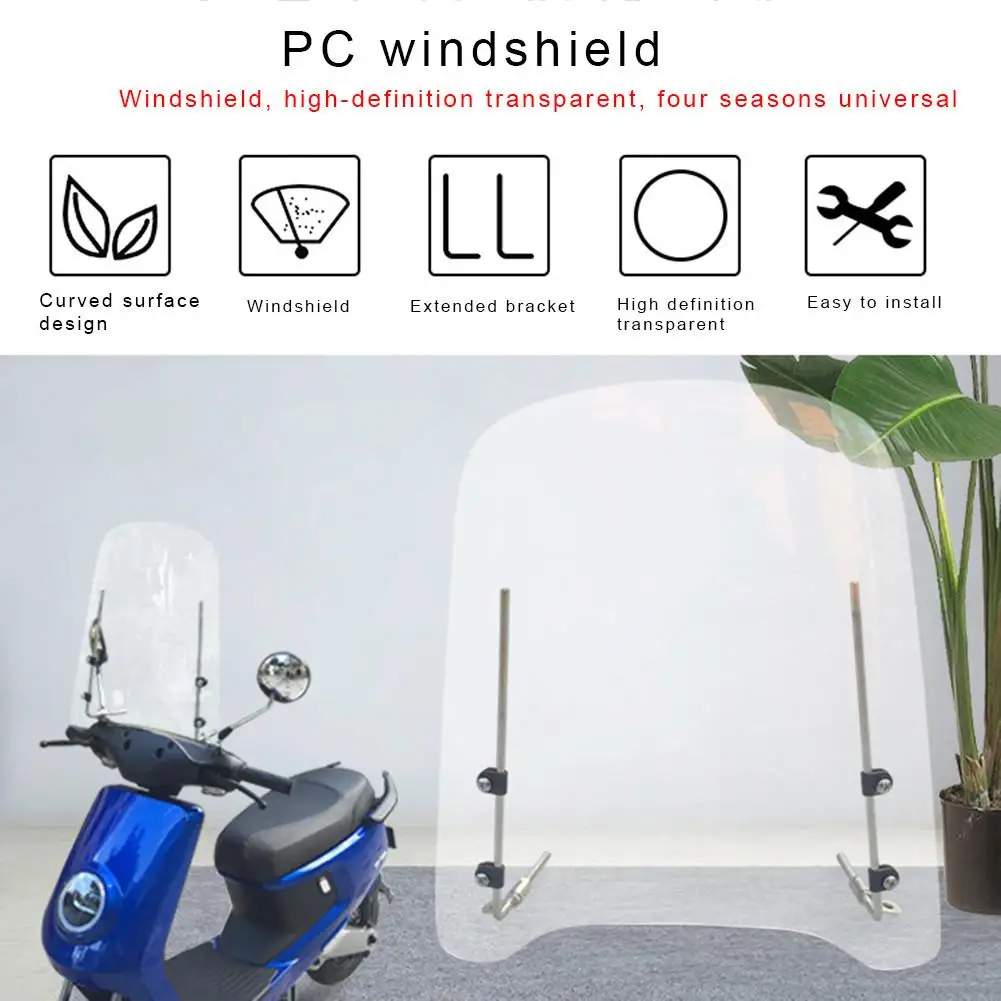 

Motorcycle Electric Scooter Front Motorcycle Windshield HD Transparent windscreen windshield spoiler with Mounting Accessories
