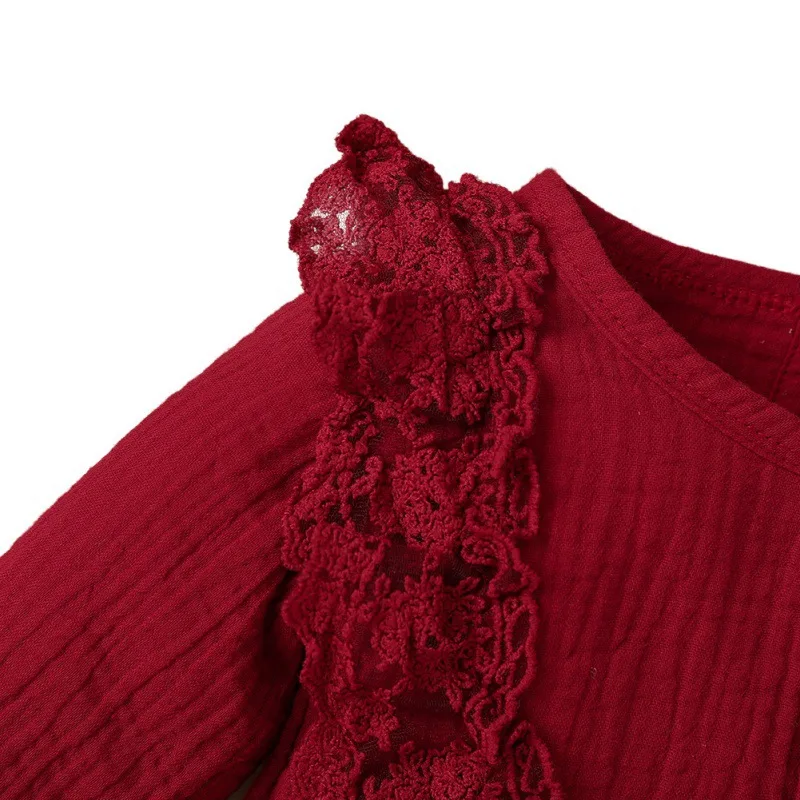 

2PCS New Style Spring Baby Girl Ruffled Bow Long-sleeved One-piece Rompers Infant Kids Cotton Bodysuit+Headband Clothes Outfits