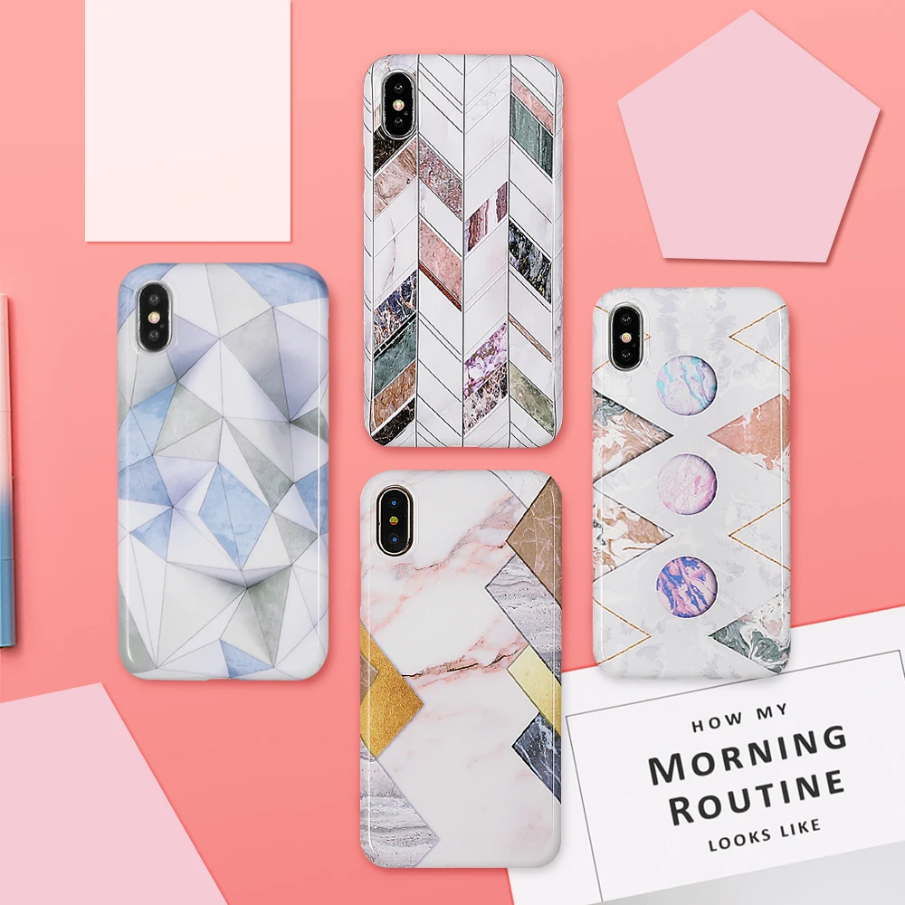 LOVECOM мраморный чехол для телефона для iPhone 11 Pro Max XS Max XR XS 6 6S 7 8 Plus X геометрический треугольник мягкий IMD чехол для телефона подарки
