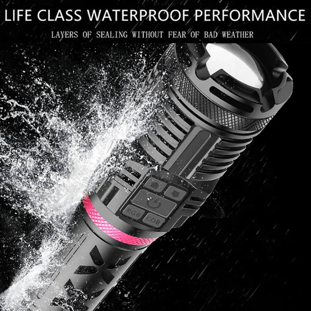 

z50 XHP120 LED Torch Portable Led flashlight Bicycle Light Stylish adjustable 6 Modes waterproof Use 3* 18650 With USB