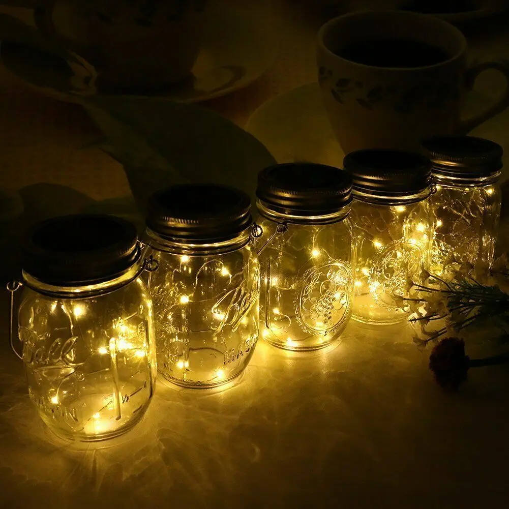 6 шт. Солнечный стеклянная банка с завинчивающейся крышкой огни 20 светодиодные