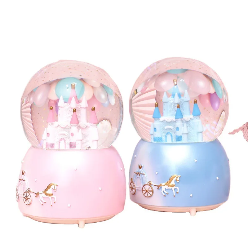 

LED Music Light Fairy Tale Castle Crystal Ball Dream Snow Music Box Night Light Christmas Gift Floating Snow Lamps Bedroom Decor