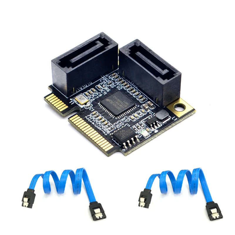 2 порта Mini PCI E Express к SATA 3 0 конвертер жесткий приводной удлинитель карта с кабелем