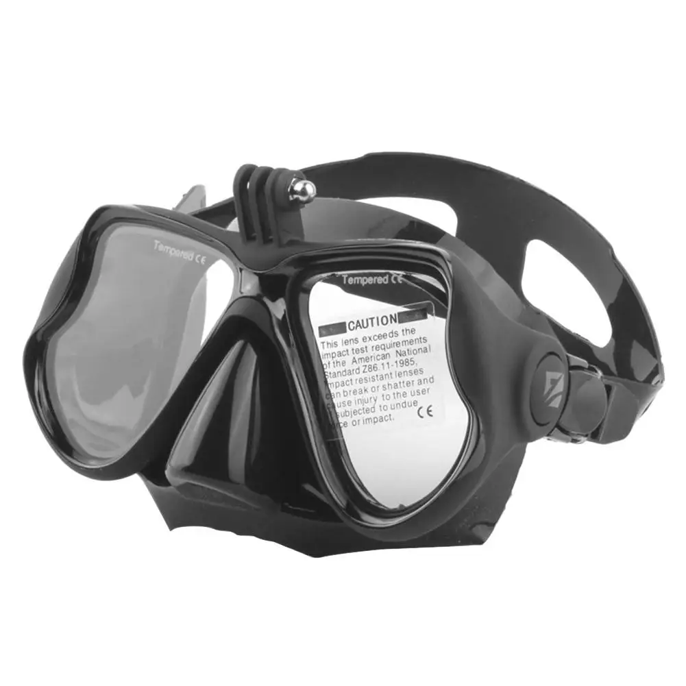 Маска для ныряния с трубкой и очки для плавания с креплением для спортивной камеры Gopro (черные) - аксессуары для маски для снорклинга из силикона.
