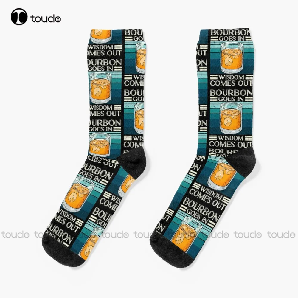 

Bourbon Goes In Wisdom Comes Out Whiskey Lover Socks Softball Socks Christmas New Year Gift 360° Digital Print Hd High Quality