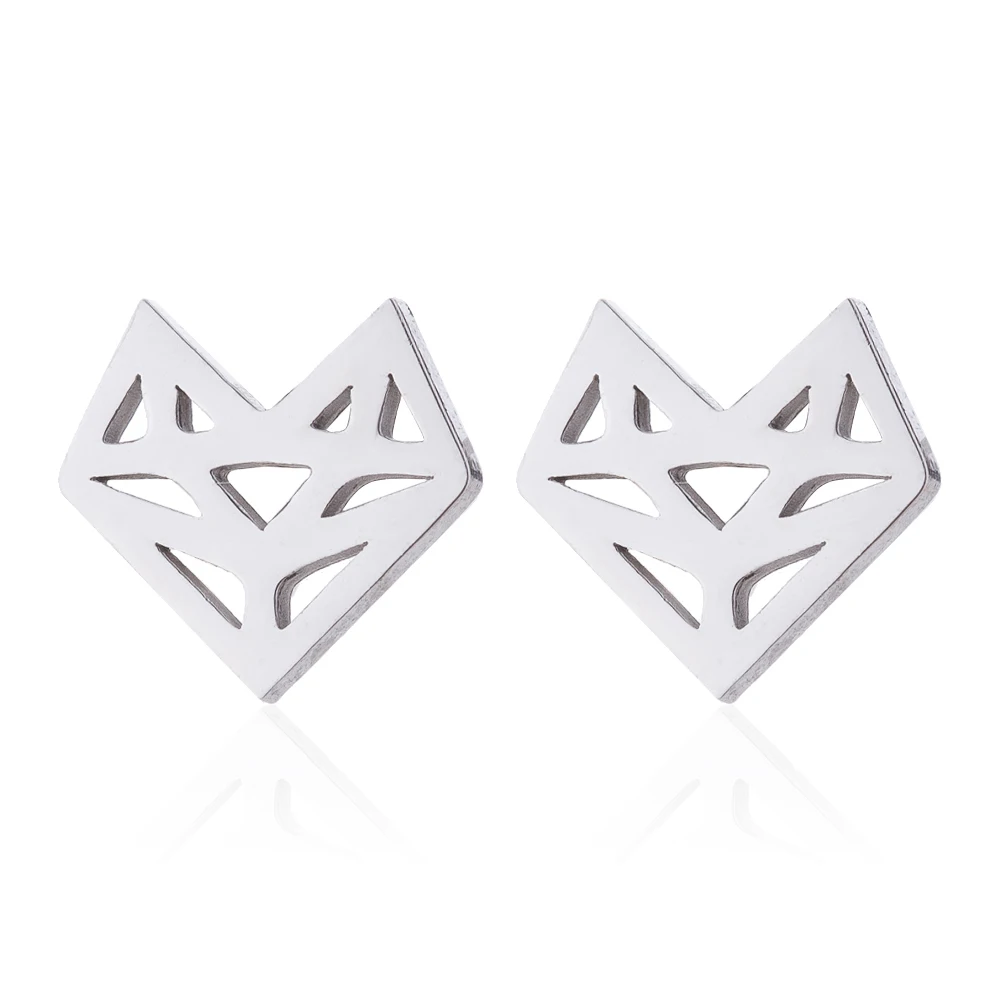

Cute Stainless Steel Fox Head Stud Earrings For Women Girl Party Gifts Fashion Statement Origami Animal Earring Fashion Jewelry