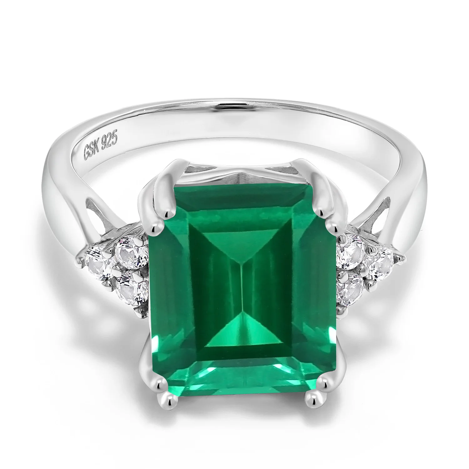 GemStoneKing 5 66 Ct Изумруд зеленый имитация изумруда 925 пробы серебряные коктейльные
