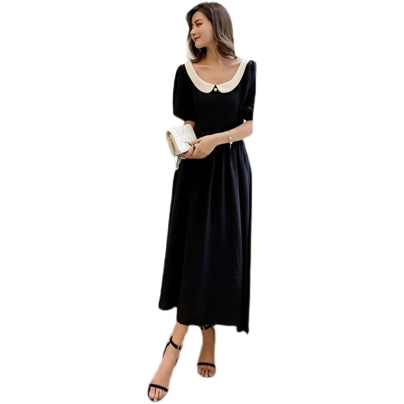 

COIGARSAM Women one-piece dress korean New Summer Dresses Black 8378