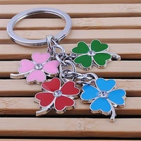 creative lucky four leaf clover keychain charms metal skewers pendant car key chains holiday small gifts accessories wholesale