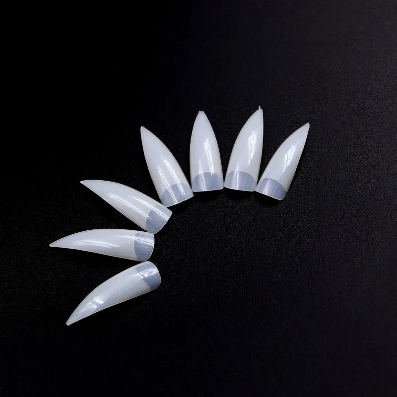 Хит Длинные накладные ногти французский салон акриловое искусство для ногтей