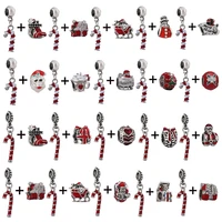 2pcslot 45 styles red enameled christmas crutch charm pendants fit silver plated charm bracelet for women fashion jewelry gift