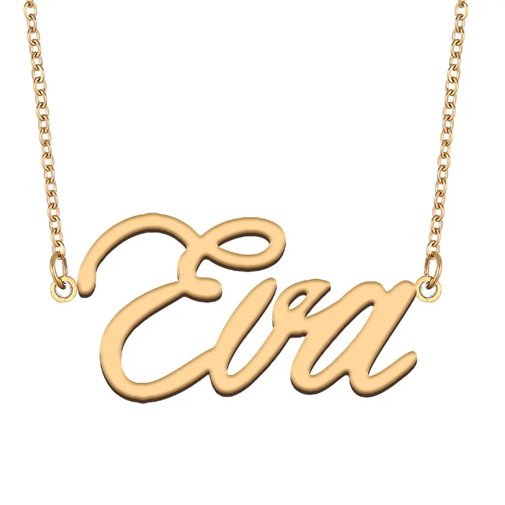 

Eva Nameplate Necklace for Women Stainless Steel Jewelry Gold Plated Name Chain Pendant Femme Mothers Girlfriend Gift