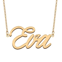 eva name necklace for women stainless steel jewelry 18k gold plated nameplate pendant femme mother girlfriend gift