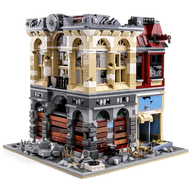 Супер 18K Апокалипсис MOC 41175 создатель городская улица кирпич банк Jengmu штаб
