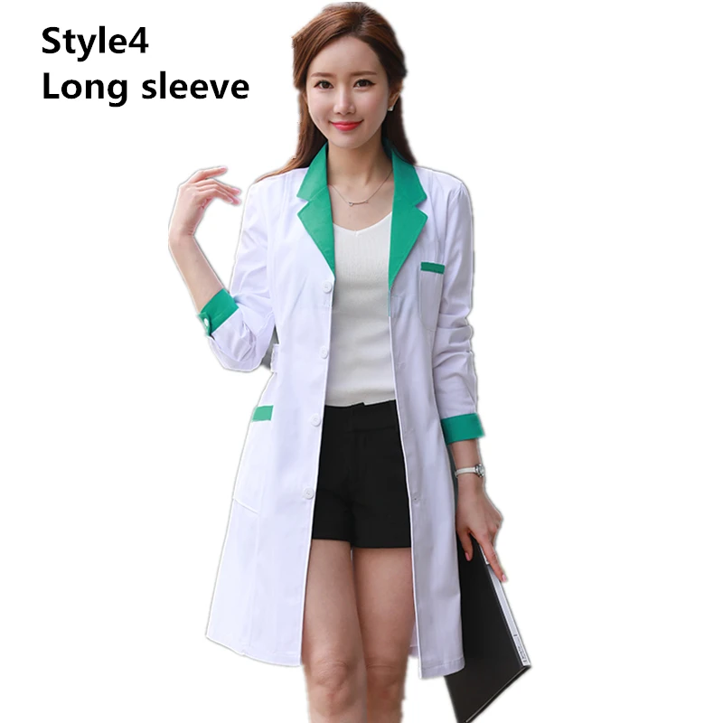 Style4 Long sleeve 10 видов цветов медицинская форма медсестры лаборатория белое пальто аптека красота больница клиника рабочая одежда униформа для женщин медицинская одежда - Цвет: Style4 Long sleeve
