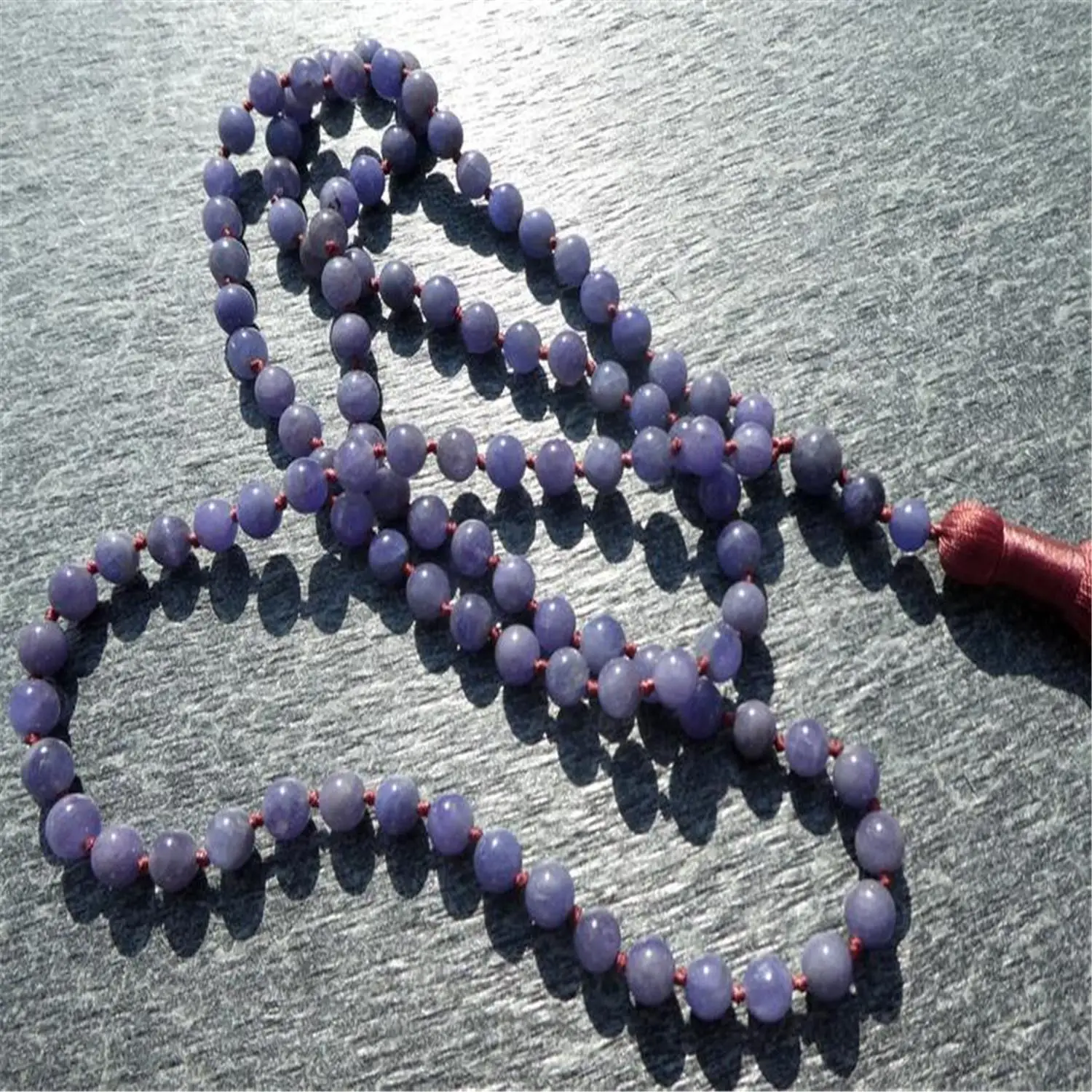8 мм фиолетовый камень 108 бусин кисточка ручной работы ожерелье Japa молитва