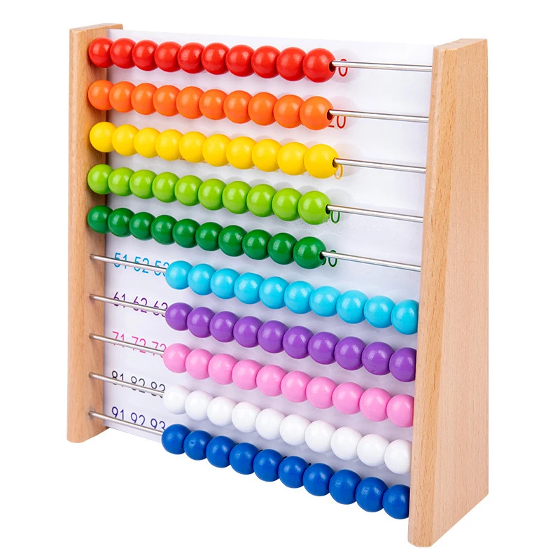 Soporte de madera Montessori para Aprendizaje de &aacute;baco para ni&ntilde;os, tablero cognitivo para contar, ayuda did&aacute;ctica, juguetes de matem&aacute;ticas para Educaci&oacute;n Temprana, regalo para ni&ntilde;os-5