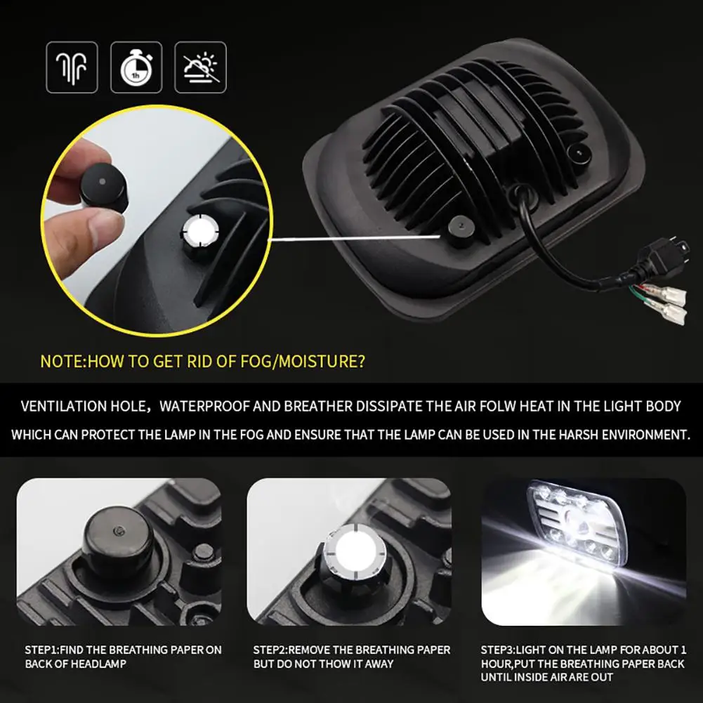 Car LED Headlights 5X7/7X6 Led Beam Headlamp For Jeep Wrangler 500W 30000LM Automobile Angel Eye Working Headlight | Автомобили и