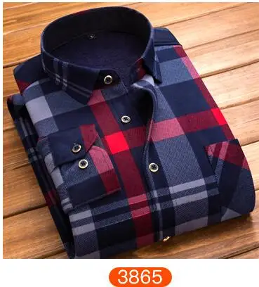 Демисезонный Мужская горошек Slim Fit с длинным рукавом толстые рубашки красный решетки платье цветочный мужской Повседневное плед Для мужчин рубашка флис - Цвет: 3865