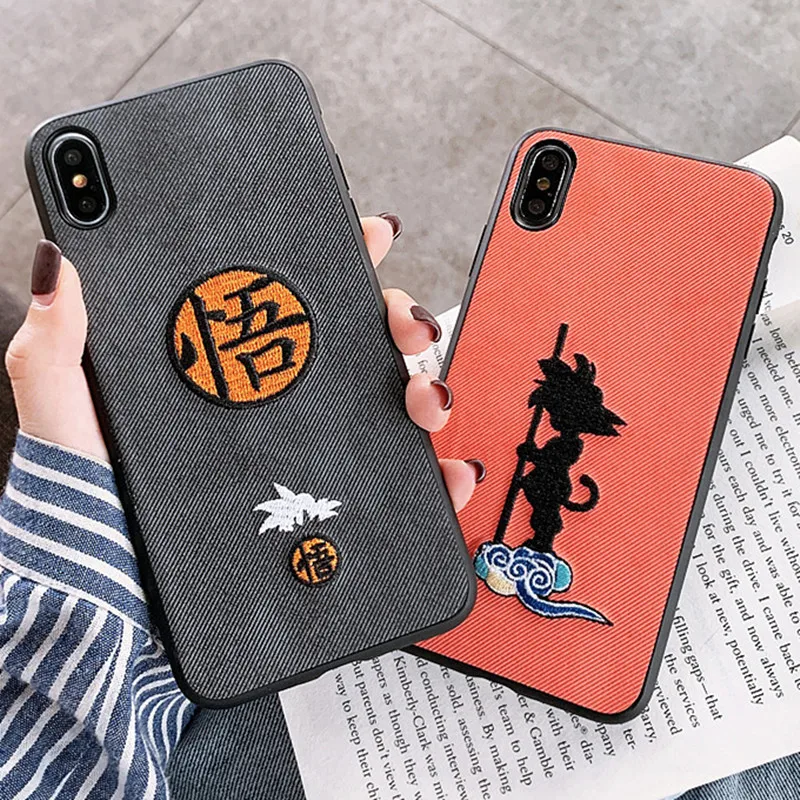 Dragon Ball goku вышитый значок чехол для телефона аниме iPhone 11 Pro MAX 7 8 6s Plus силиконовый X XS