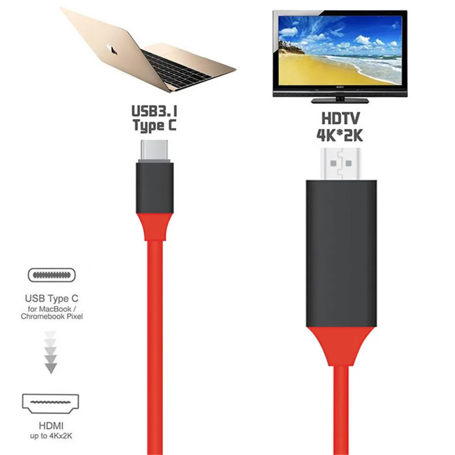 4K 30Hz type C к HDMI USB C HDMI кабель конвертер HD Расширение адаптер для Macbook samsung S8(с розничной упаковкой