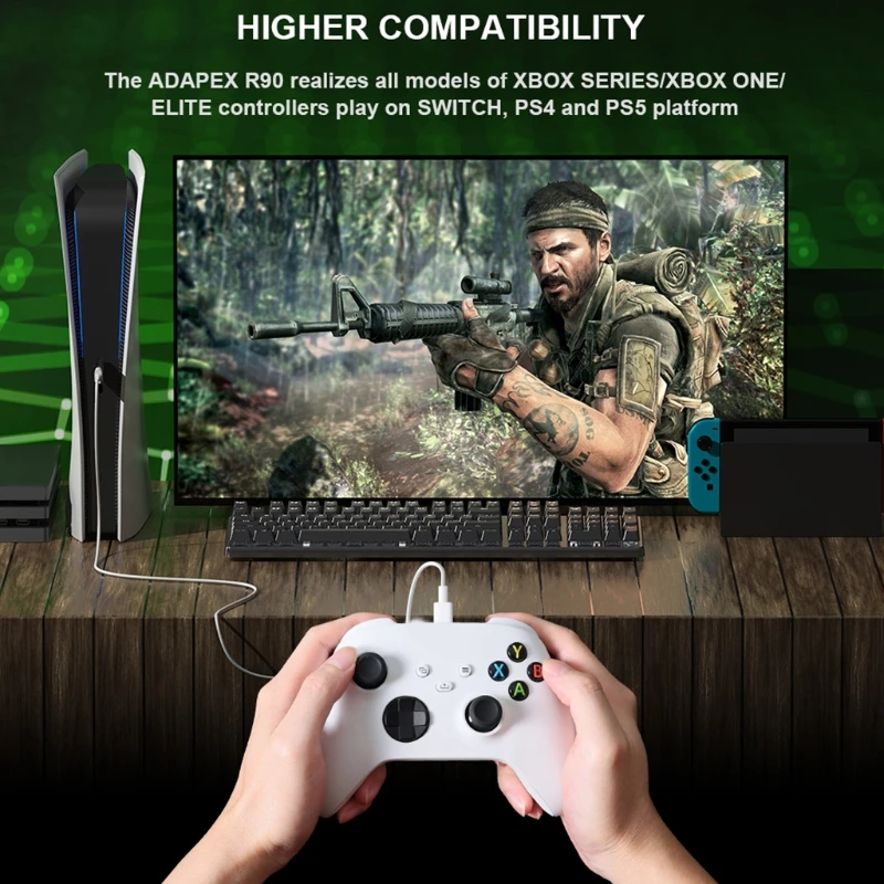 C1 Wired Somatosensory Gamepad Game Controller with 6-axis Gyroscope RGB Light Effect/R90 Adapter Compatible Switch | Электроника