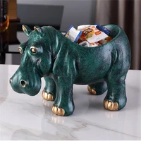 resin hippo statue home accessories living room creative animal figurines porch key storage box crafts decor ornaments