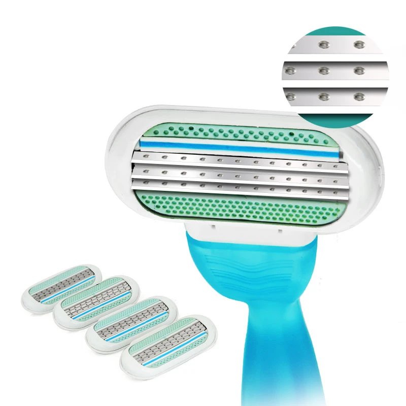 Лезвия для бритвы женские сменные 4 шт. + 1 держатель лезвия головки Gillette